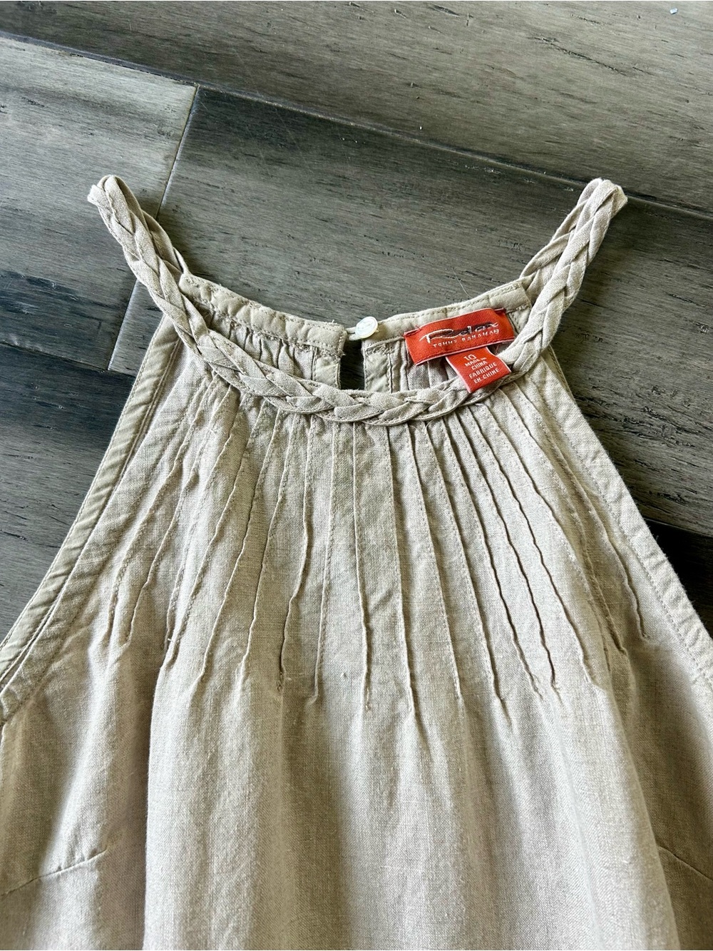 Relax by Tommy Bahama Beige Linen High Cut Neck Shift Dress - Picture 3 of 12